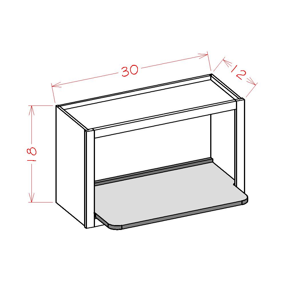 Shaker Wall Microwave Shelf Cabinet, 30" x 18"