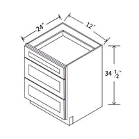 In-Stock Shaker White Three Drawer Base, 12"