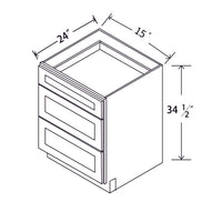 In-Stock Shaker White Three Drawer Base, 15"