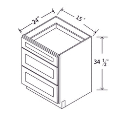In-Stock Shaker White Three Drawer Base, 15"