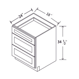In-Stock Shaker White Three Drawer Base, 18"