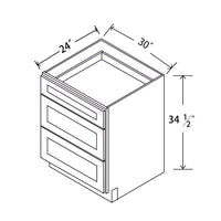 In-Stock Shaker White Three Drawer Base, 30"