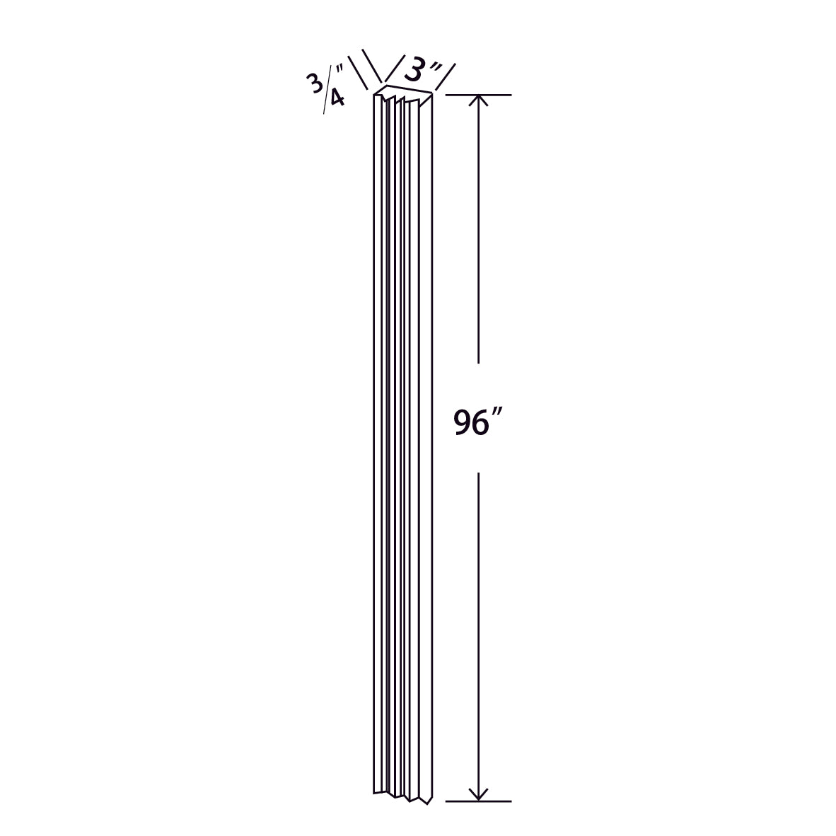 In-Stock Shaker White Fluted Wall Filler, 3"