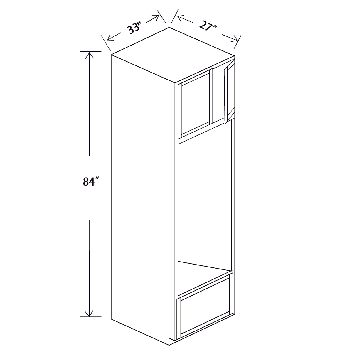 In-Stock Shaker White Tall Oven Pantry, 33" x 84" x 27"