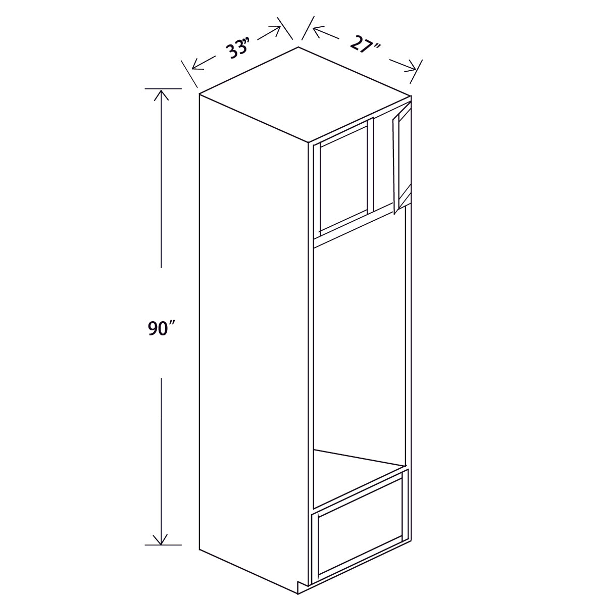 In-Stock Shaker White Tall Oven Pantry, 33" x 90" x 27"