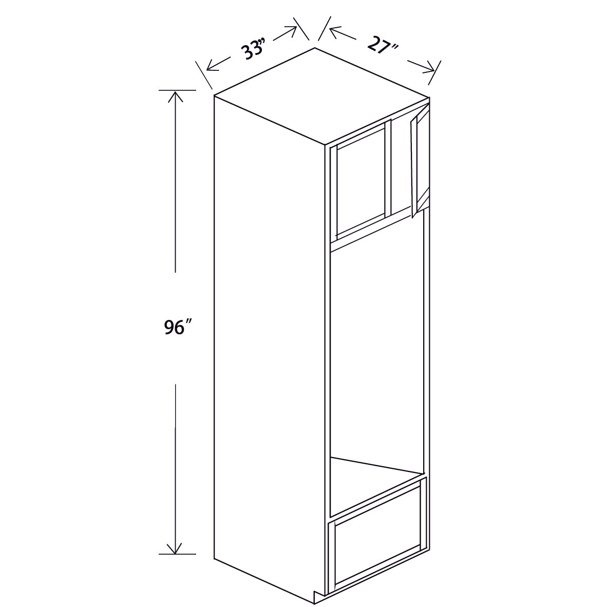 In-Stock Shaker White Tall Oven Pantry, 33" x 96" x 27"