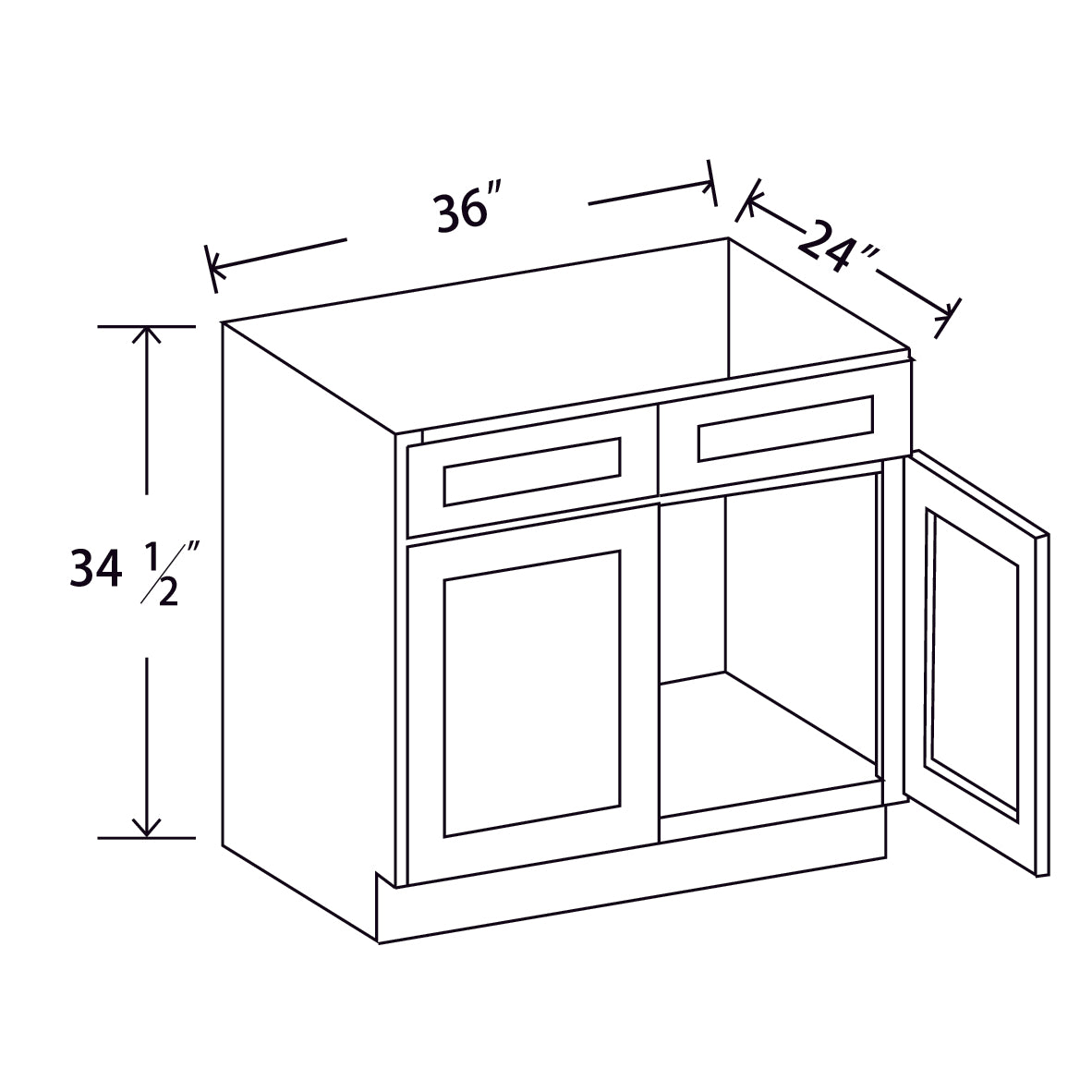 In-Stock Shaker White Sink Base, 36"