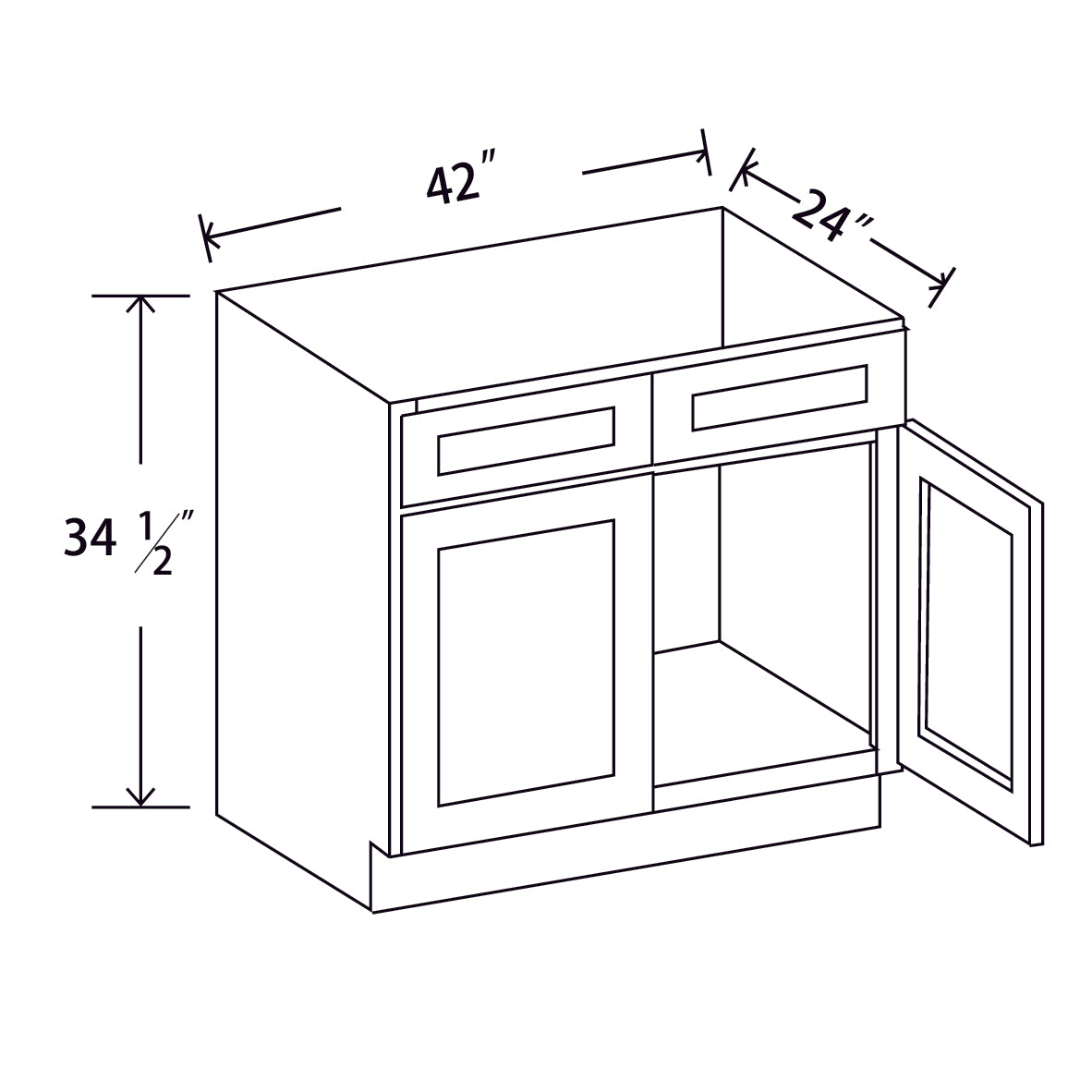 In-Stock Shaker White Sink Base, 42"