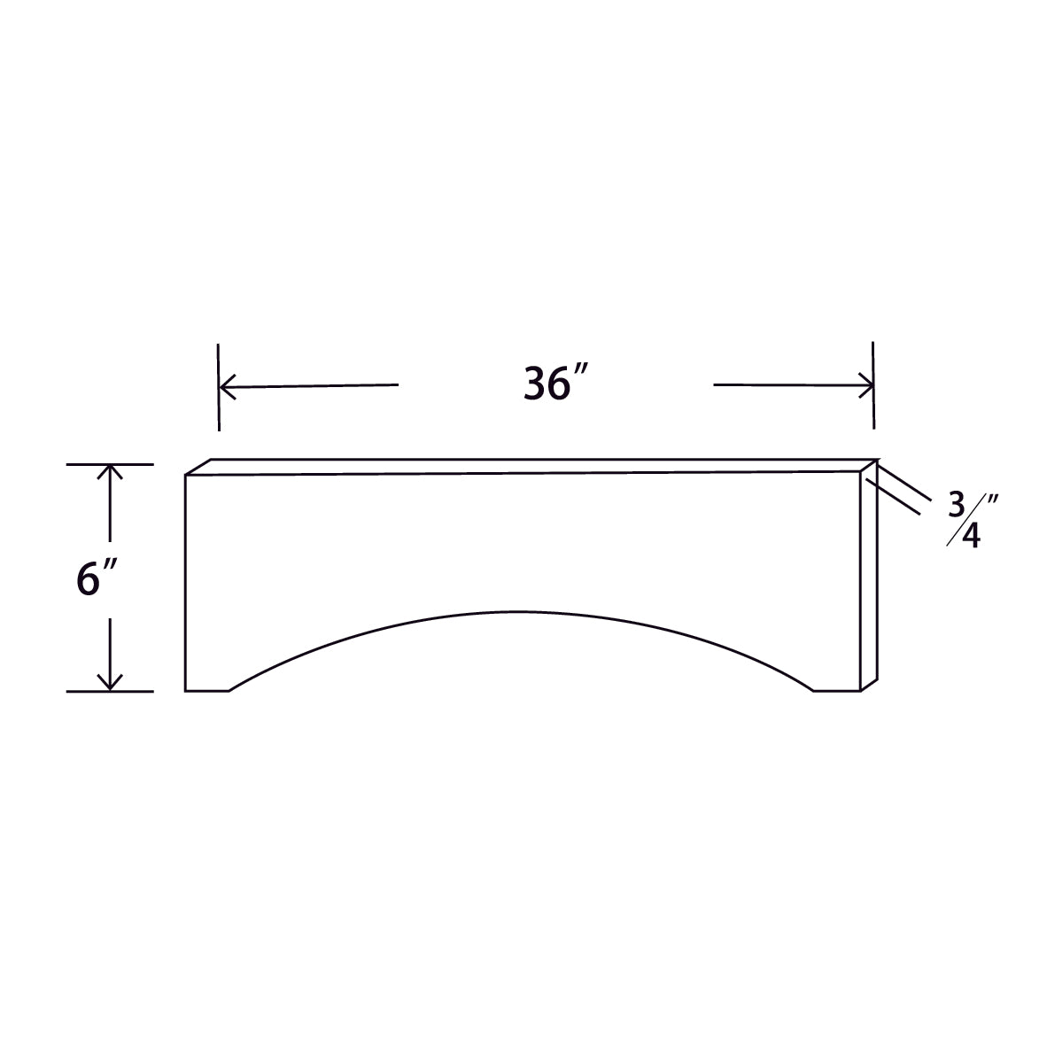 In-Stock Shaker White Large Arch Valence, 36"