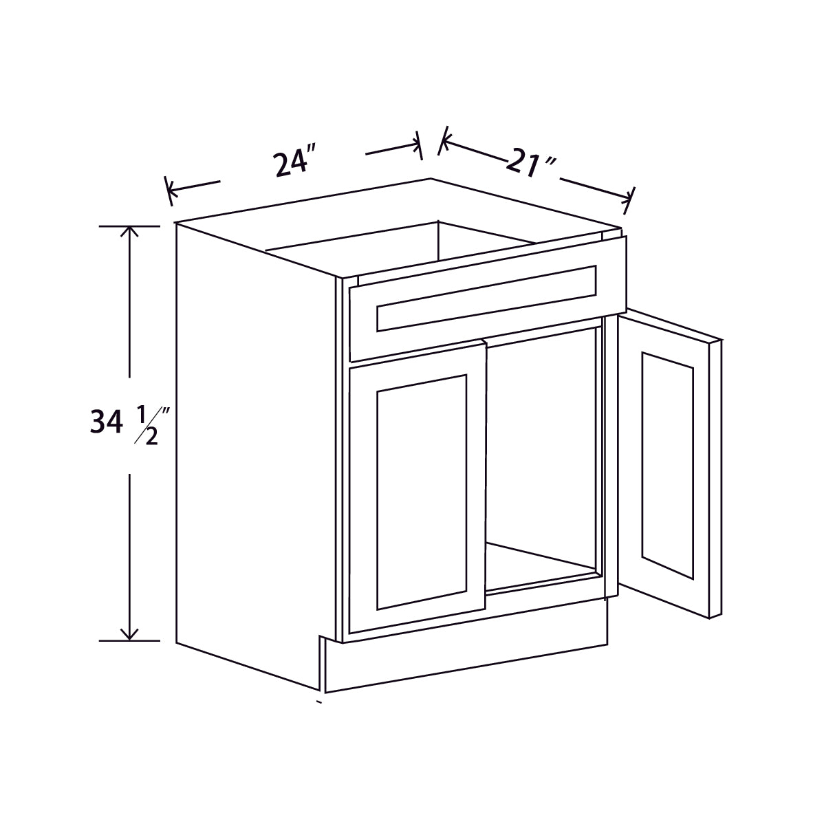 In-Stock Shaker White Vanity, 24"