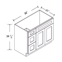 In-Stock Shaker White Vanity Base 2 Drawers (Left), 36"