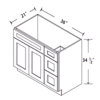 In-Stock Shaker White Vanity Base 2 Drawers (Right), 36"