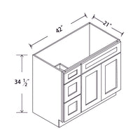 In-Stock Shaker White Vanity Base 2 Drawers (Right), 42"