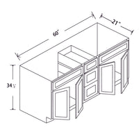 In-Stock Shaker White Vanity Base Three Drawer, 60"