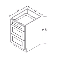 In-Stock Shaker White Vanity Drawer Base, 12"