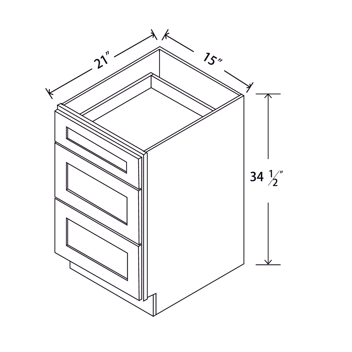 In-Stock Shaker White Vanity Drawer Base, 15"