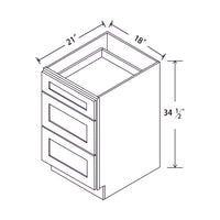In-Stock Shaker White Vanity Drawer Base, 18"