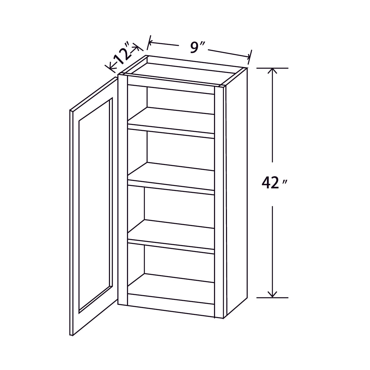 In-Stock Shaker White Wall Cabinet, 9" x 42"