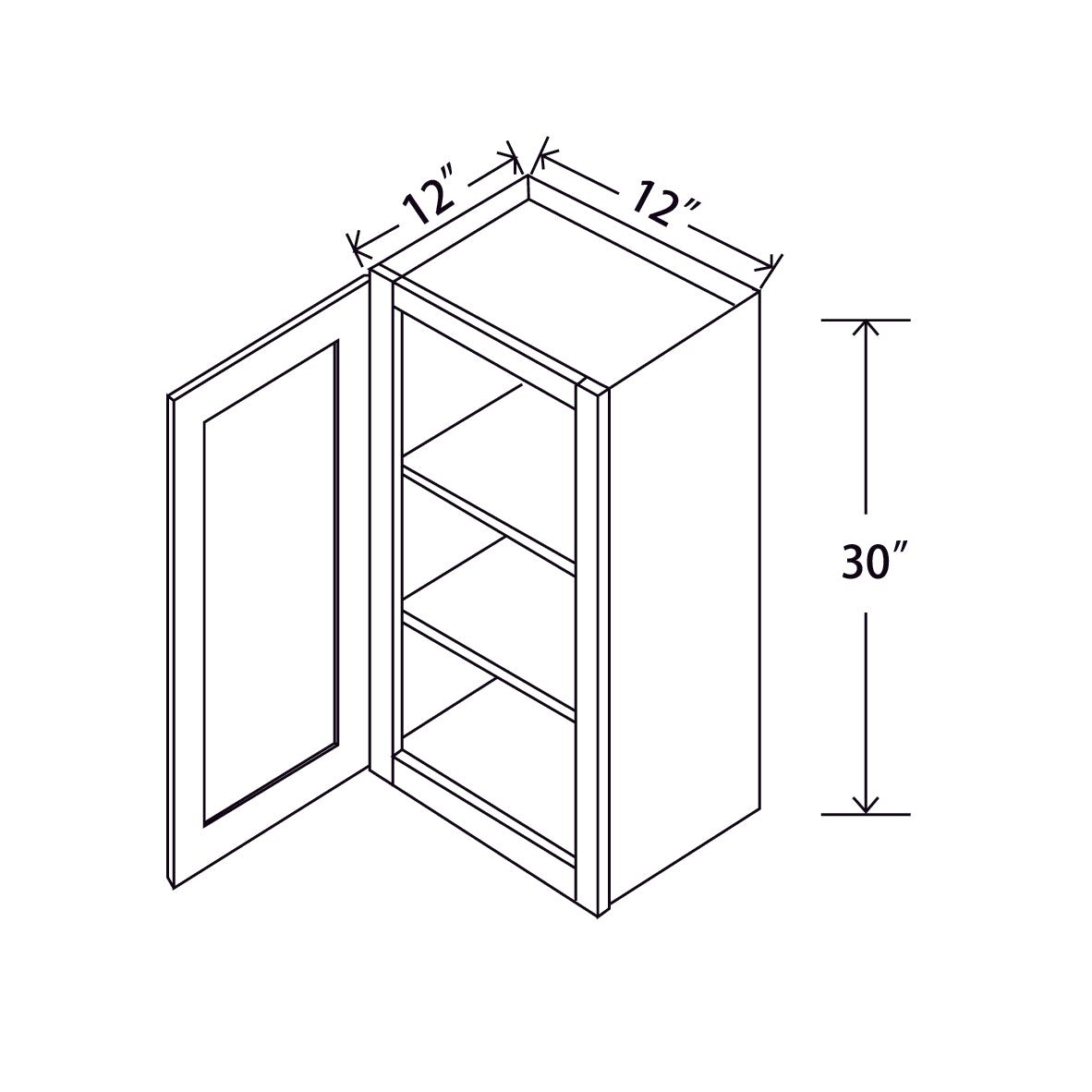 In-Stock Shaker White Wall Cabinet, 12" X 30"