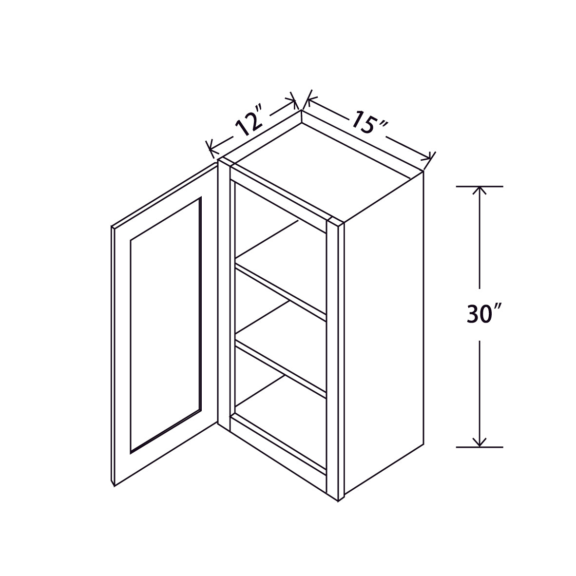 In-Stock Shaker White Wall Cabinet, 15" X 30"