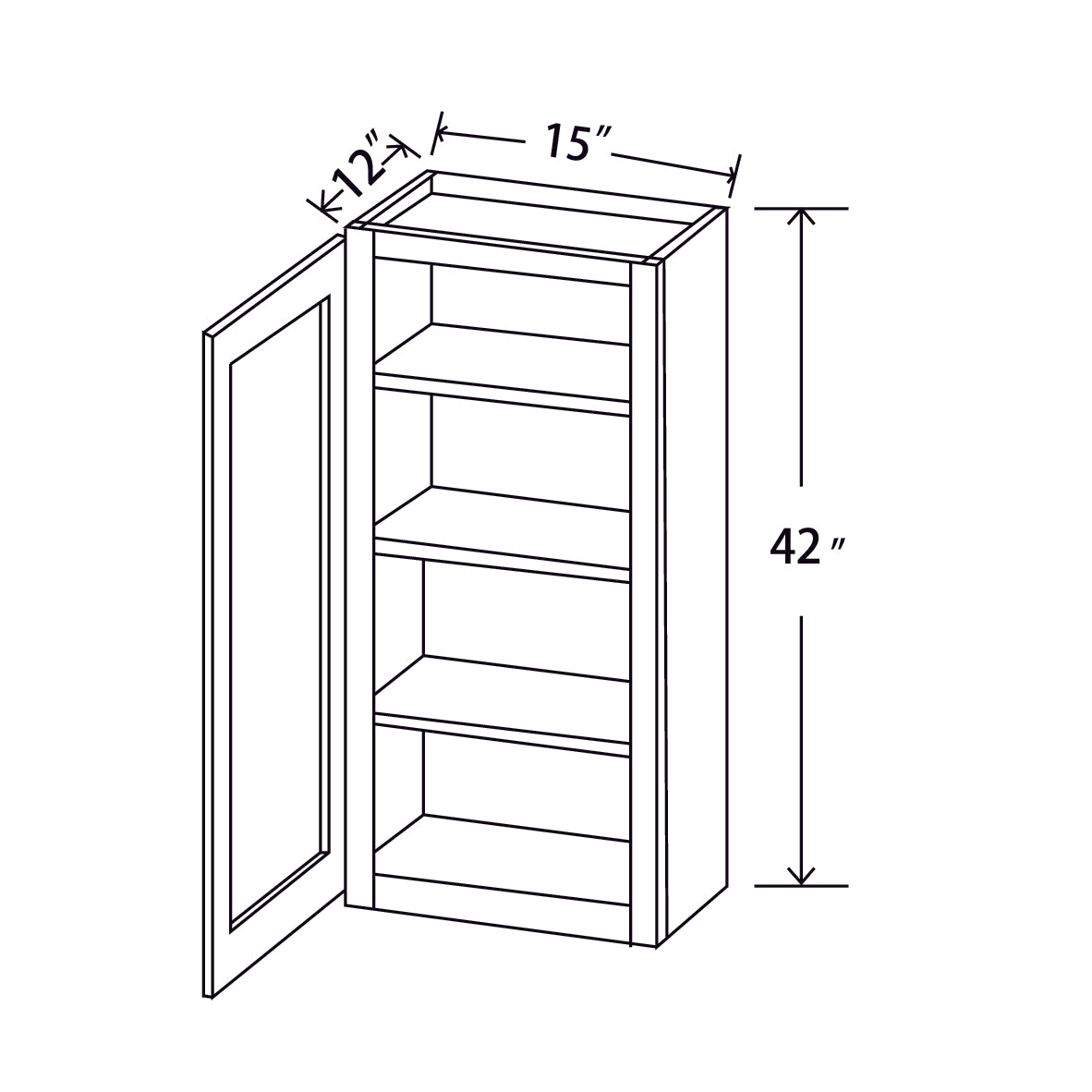 In-Stock Shaker White Wall Cabinet, 15" X 42"