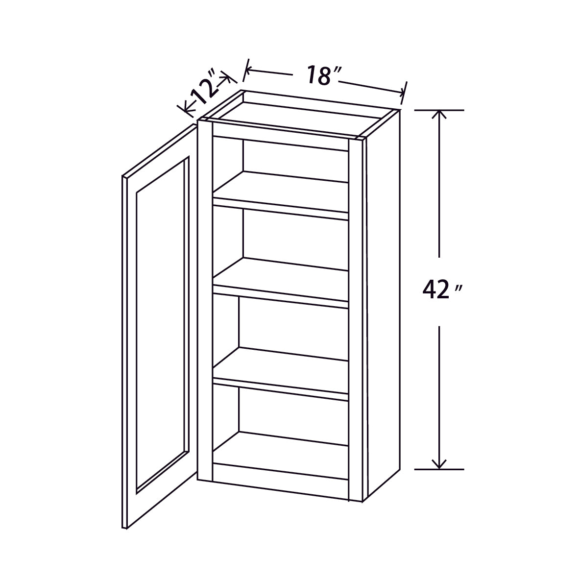In-Stock Shaker White Wall Cabinet, 18" x 42"