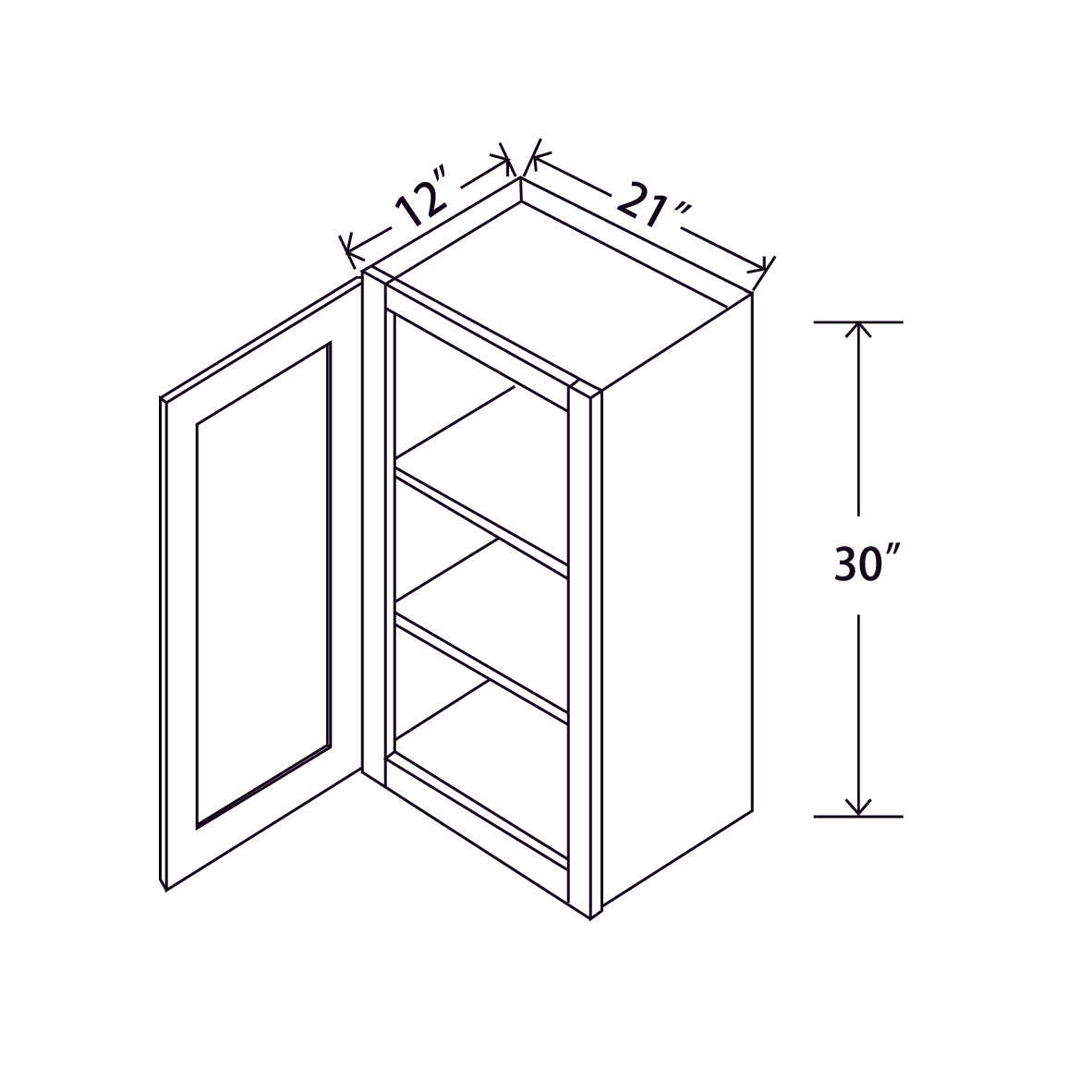 In-Stock Shaker White Wall Cabinet, 21" x 30"