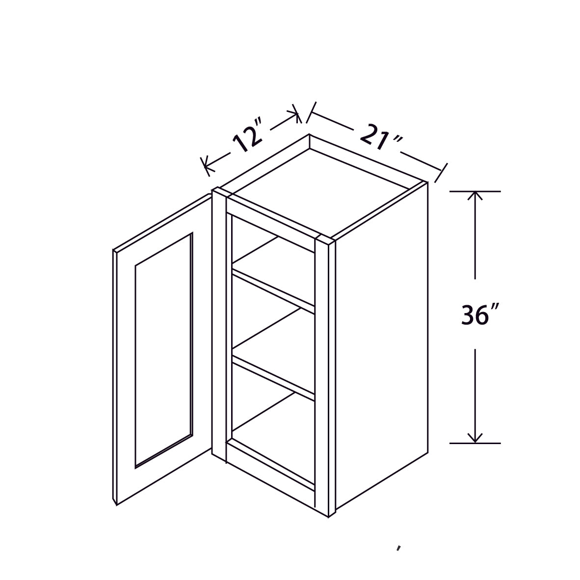 In-Stock Shaker White Wall Cabinet, 21" x 36"