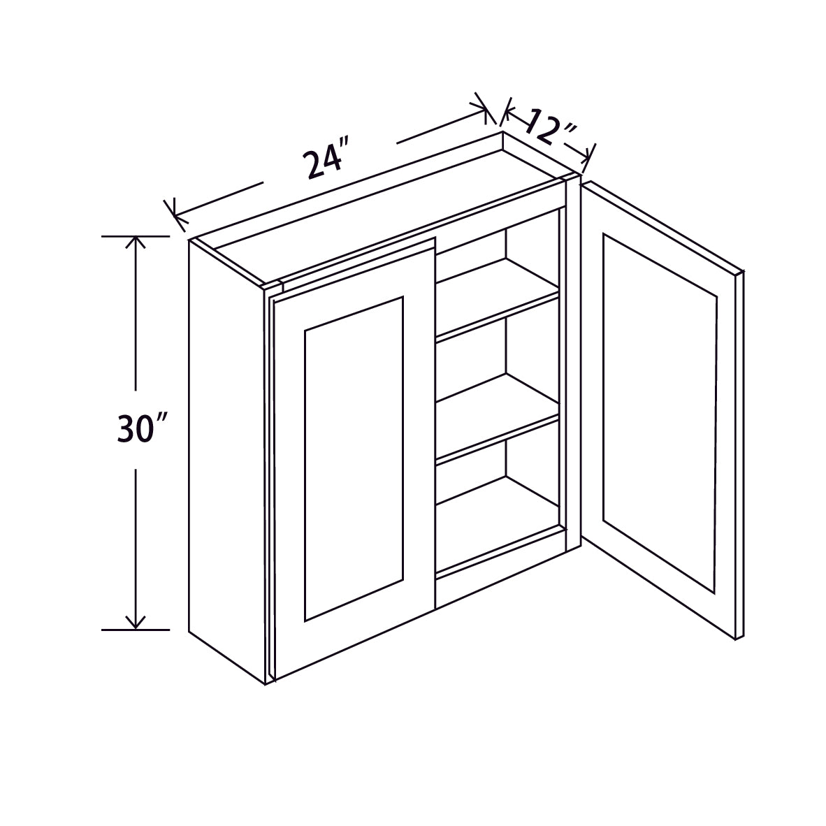 In-Stock Shaker White Wall Cabinet, 24" X 30"