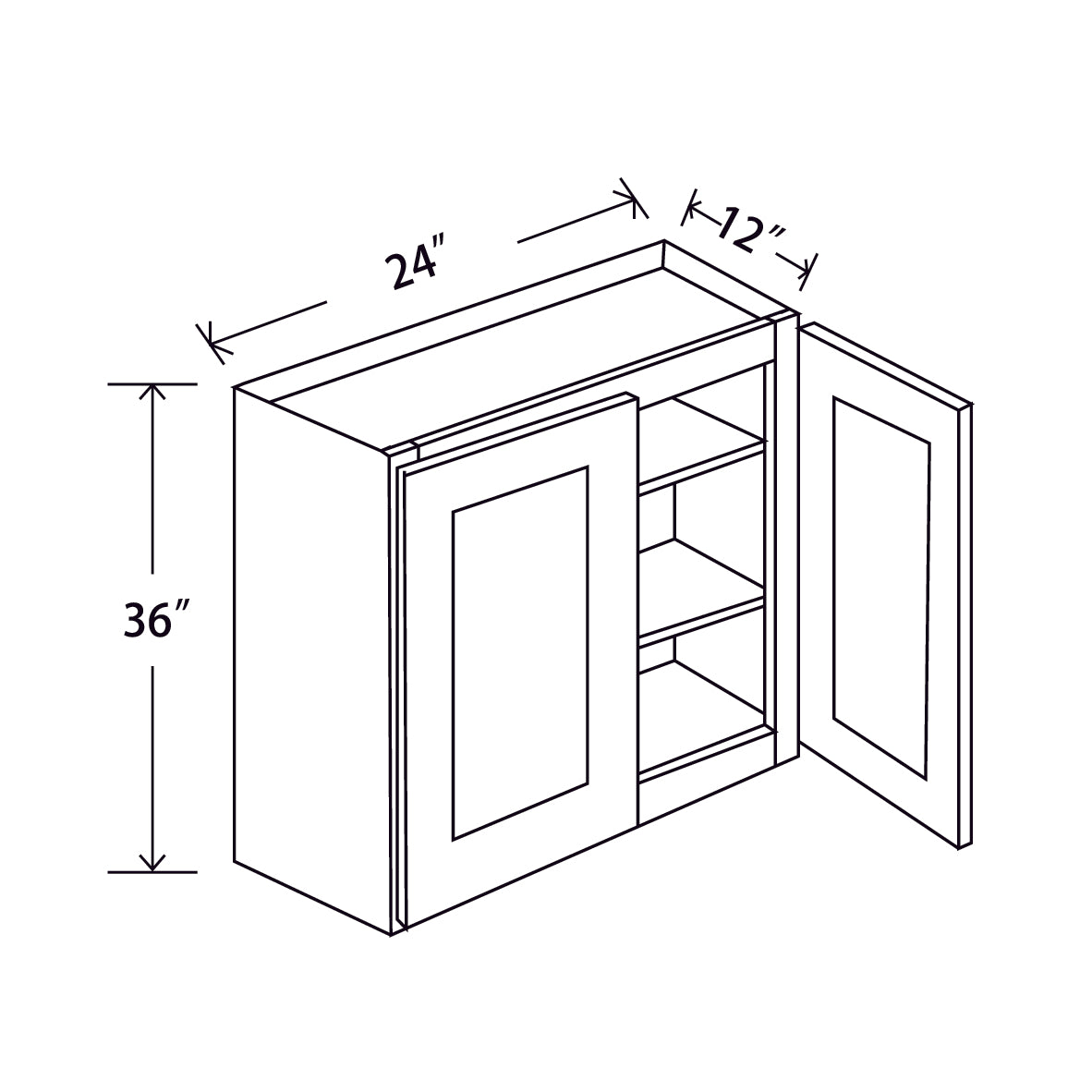 In-Stock Shaker White Wall Cabinet, 24" X 36"