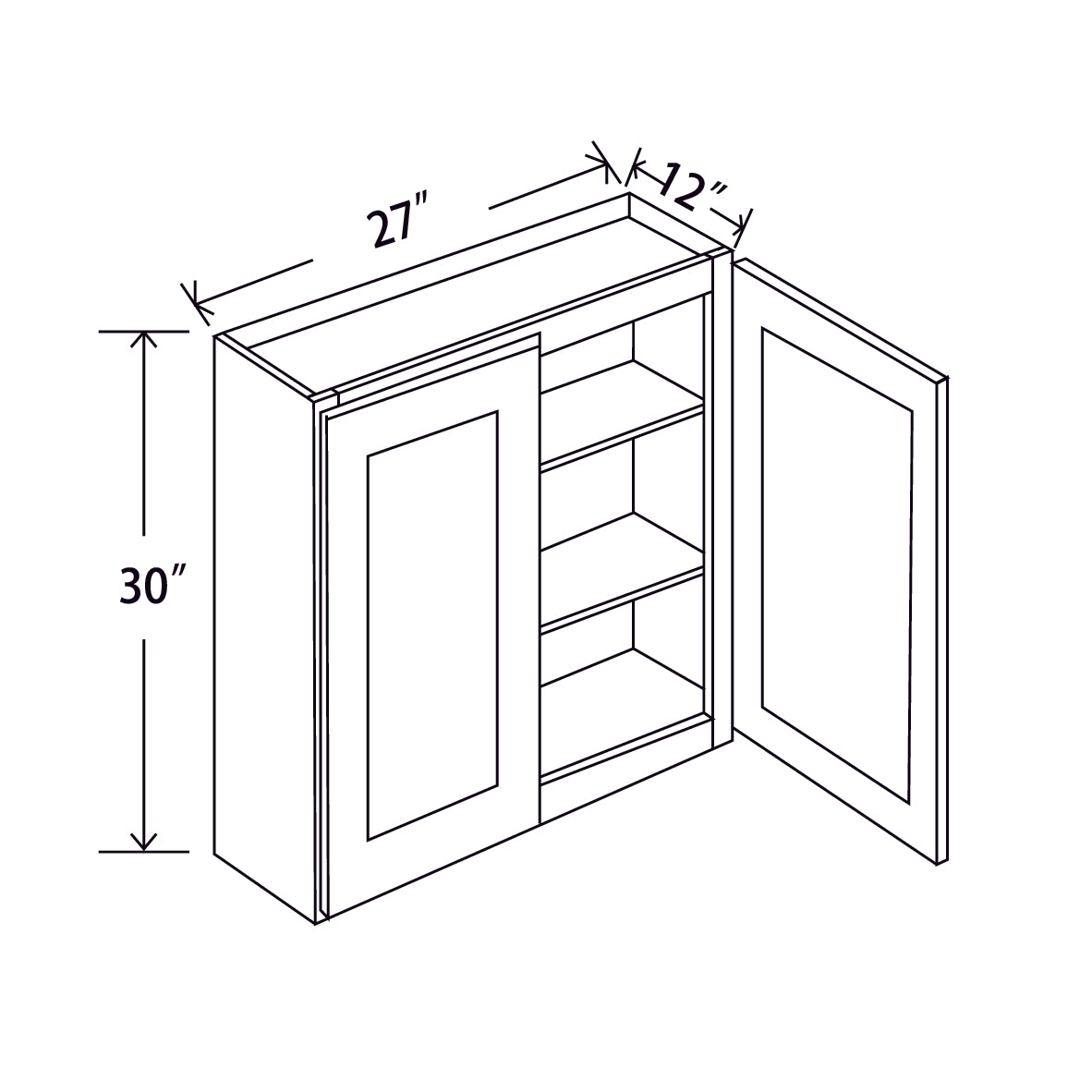 In-Stock Shaker White Wall Cabinet, 27" X 30"