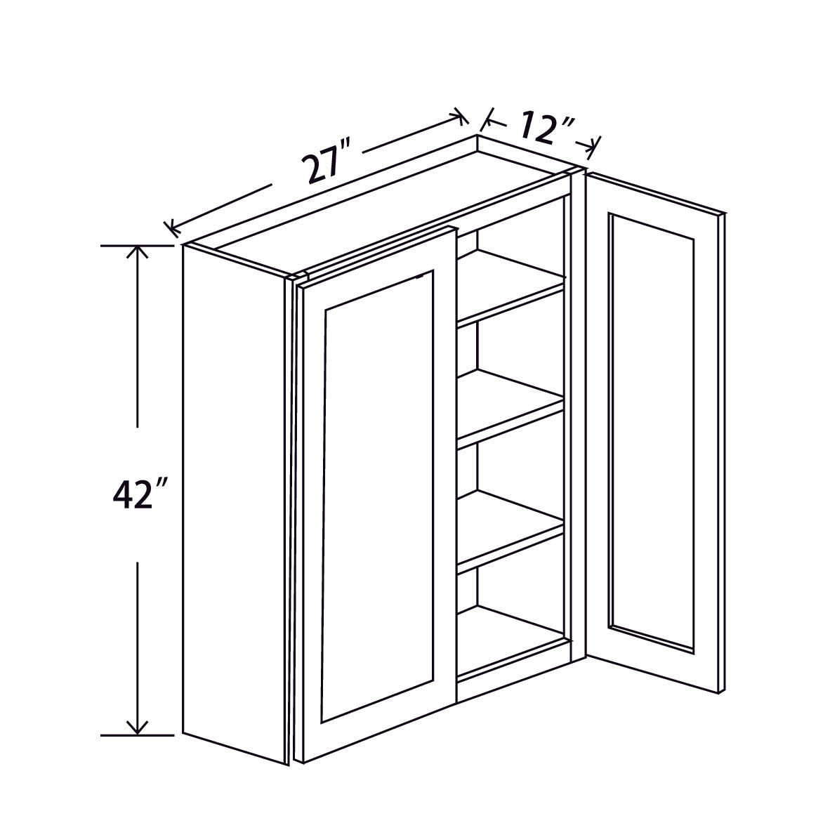 In-Stock Shaker White Wall Cabinet, 27" X 42"