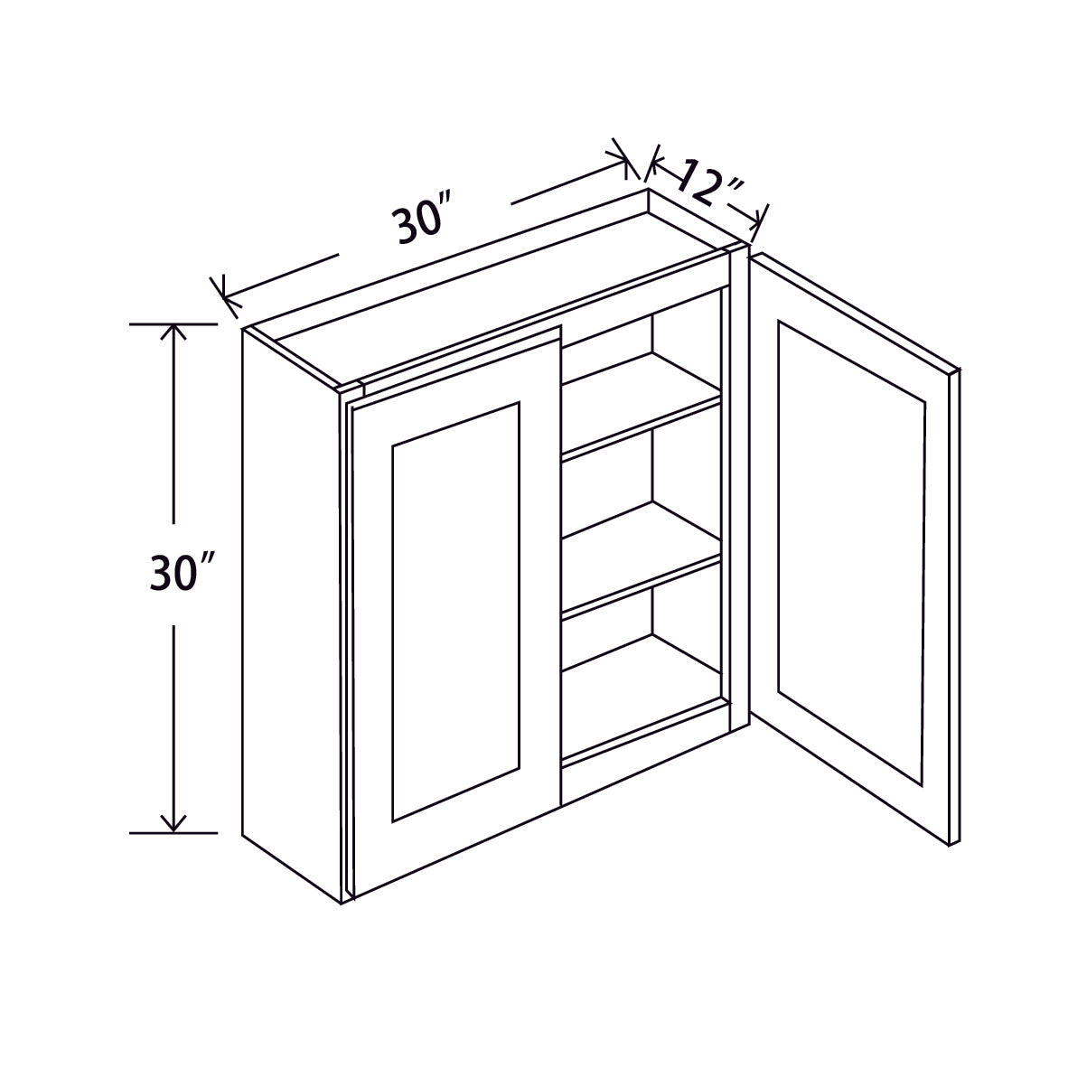 In-Stock Shaker White Wall Cabinet, 30" x 30"