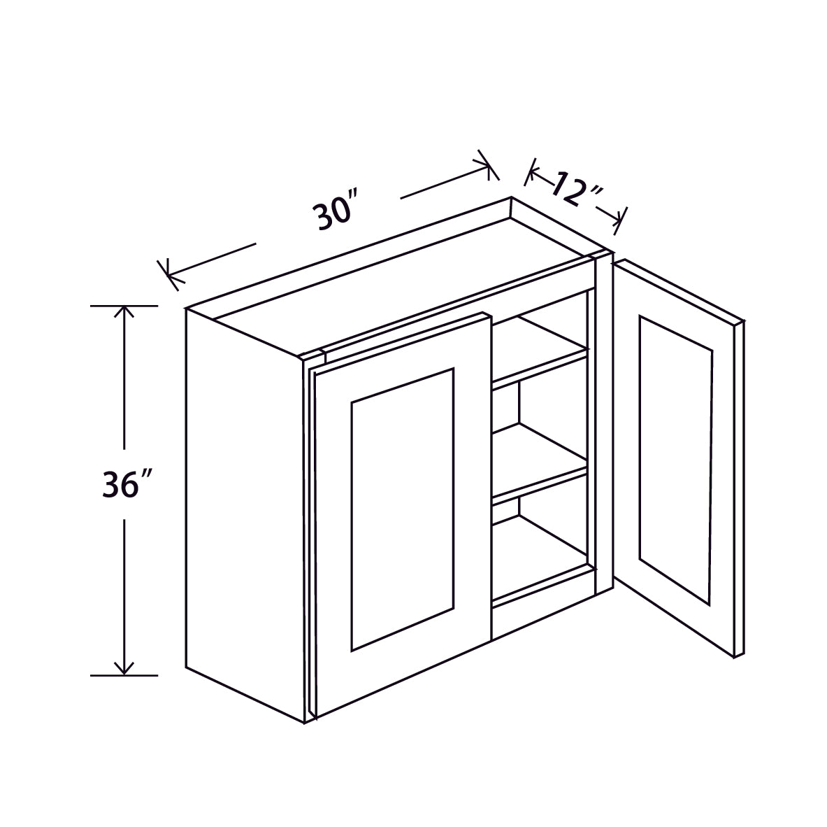 In-Stock Shaker White Wall Cabinet, 30" x 36"