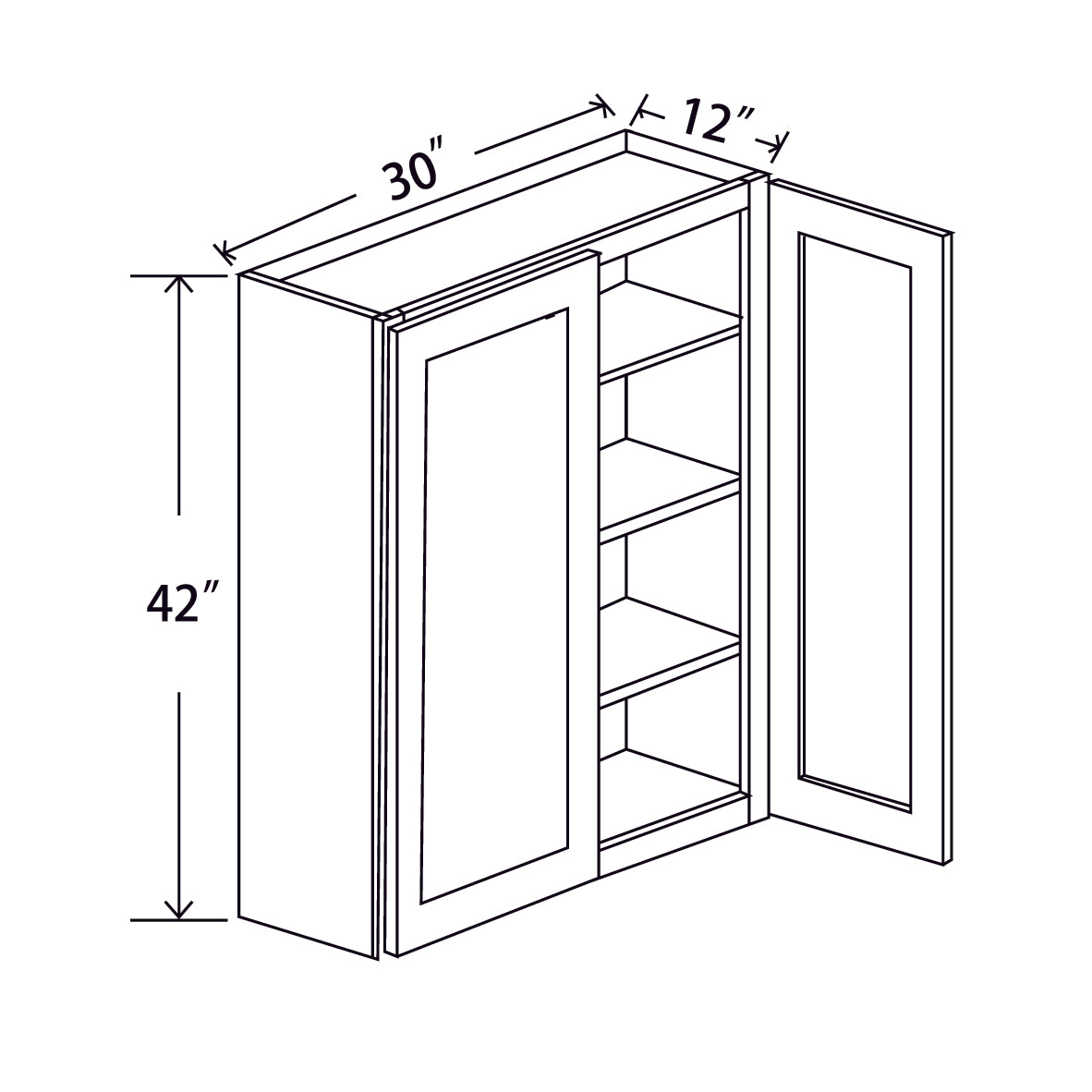 In-Stock Shaker White Wall Cabinet, 30" x 42"