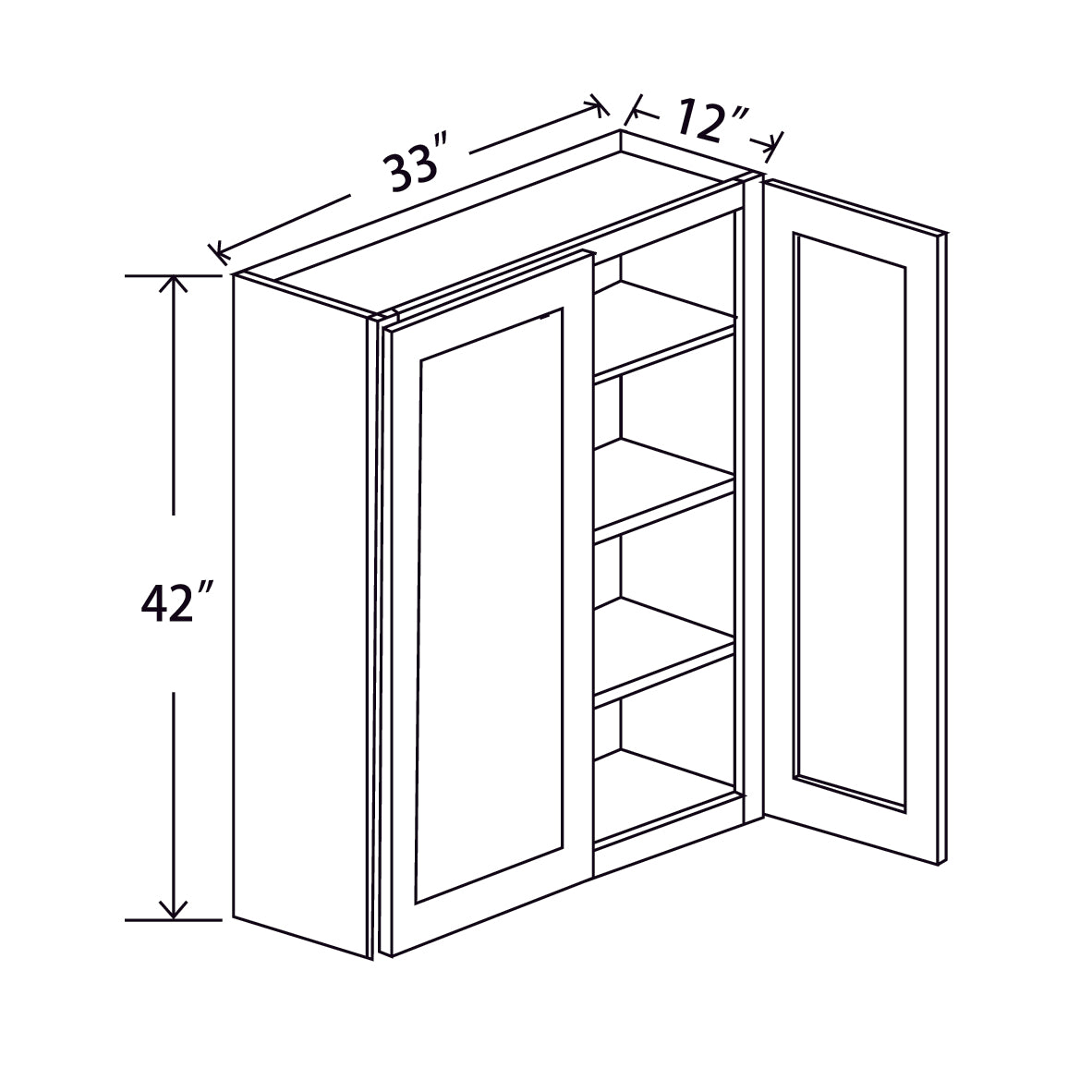 In-Stock Shaker White Wall Cabinet, 33" X 42"