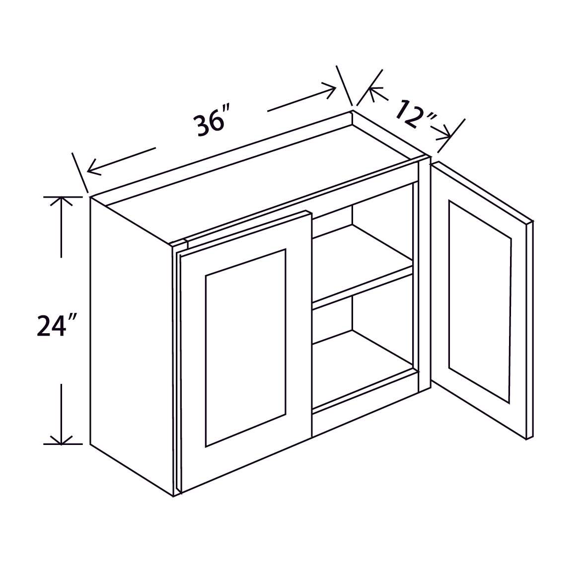 In-Stock Shaker White Wall Cabinet, 36" X 24"