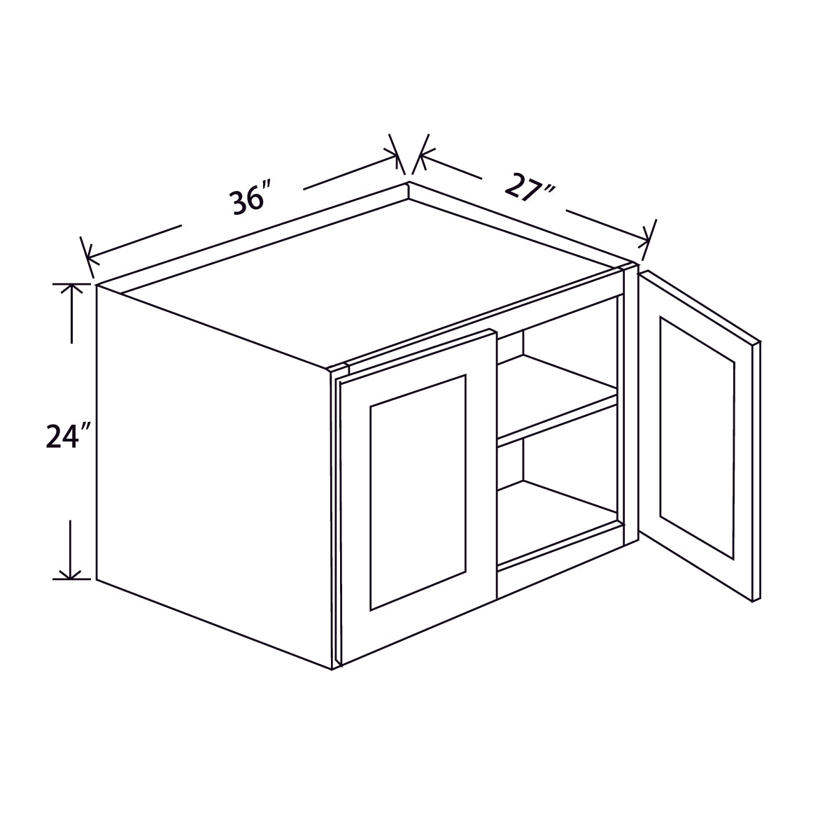 In-Stock Shaker White Wall Cabinet, 36" x 24" x 27"