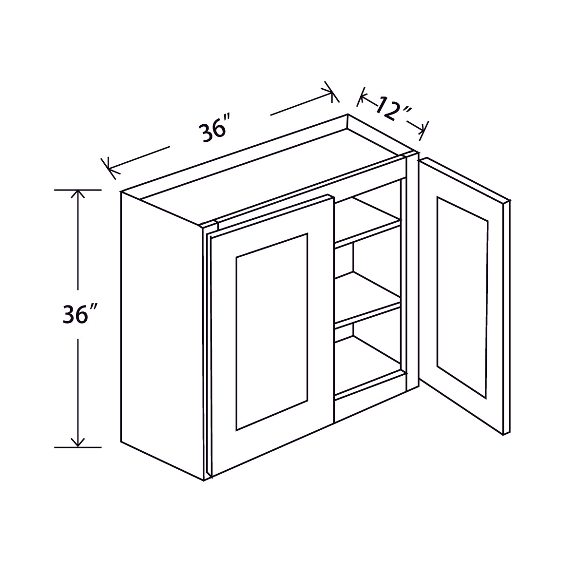 In-Stock Shaker White Wall Cabinet, 36" X 36"