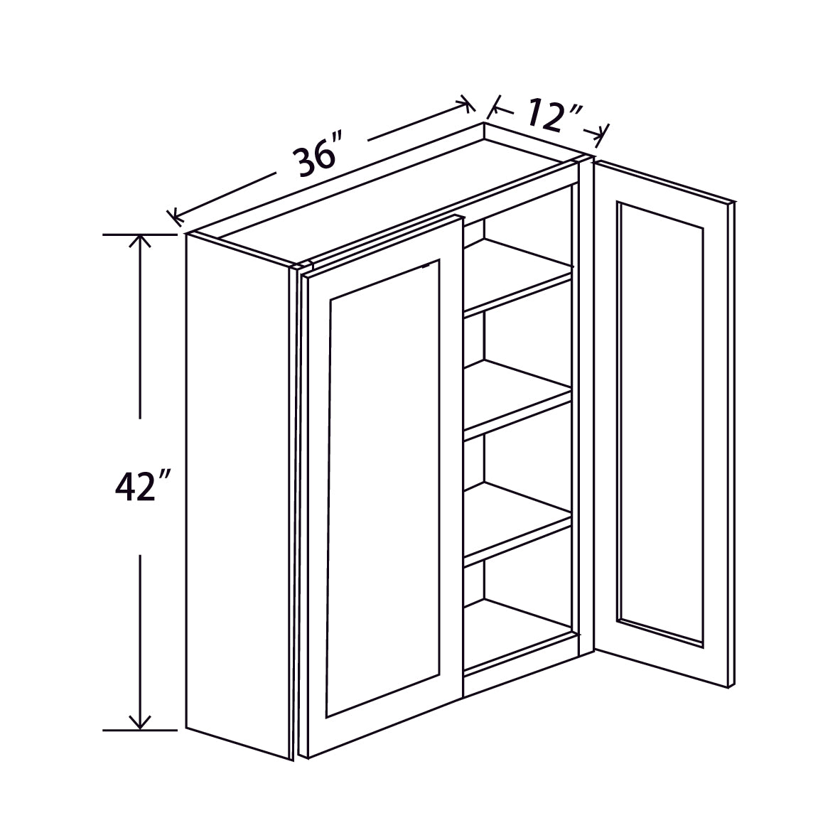 In-Stock Shaker White Wall Cabinet, 36" X 42"