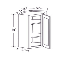 In-Stock Shaker White Wall Diagonal Cabinet, 24" x 30" x 12"