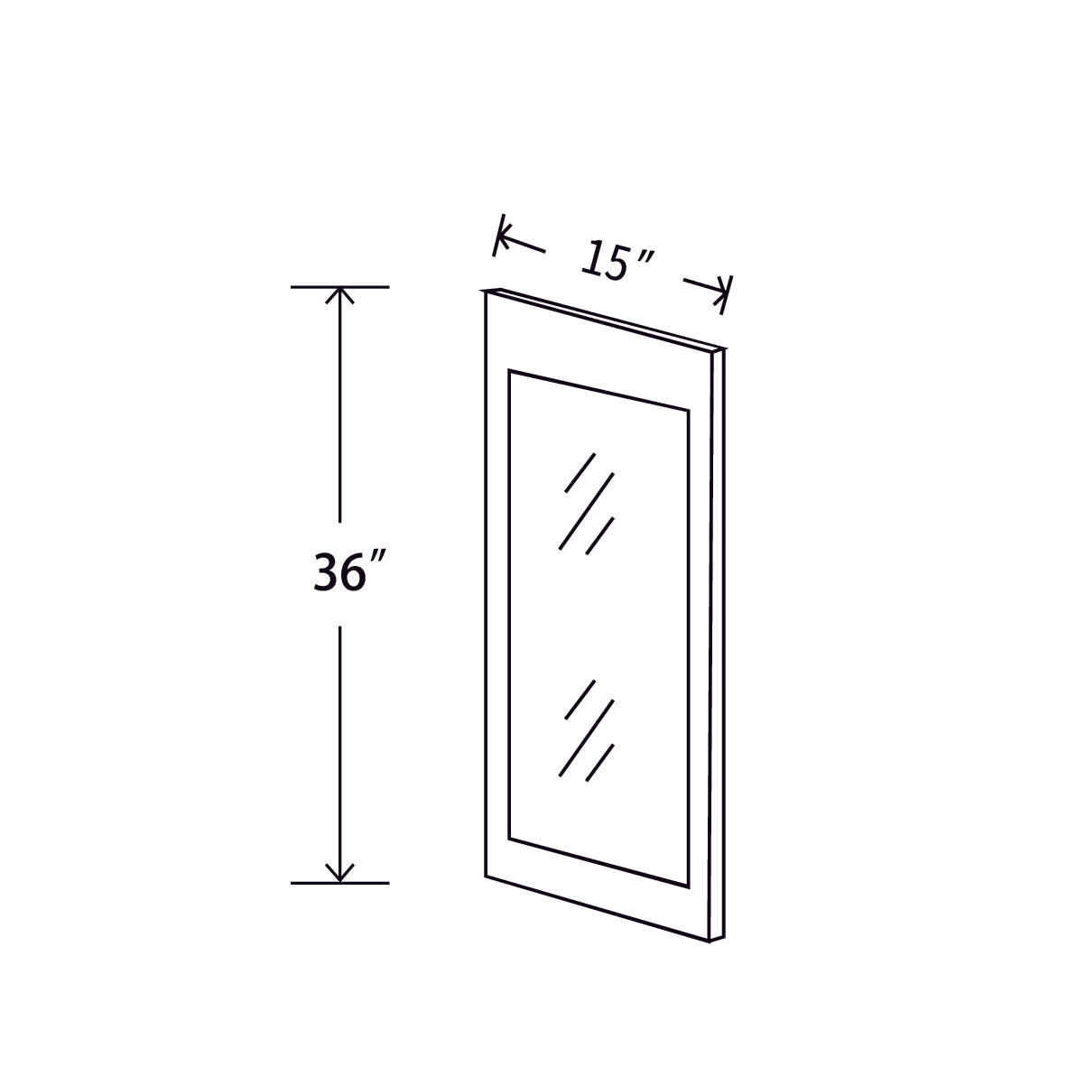 In-Stock Wall Diagonal Corner Glass, 36" x 15"