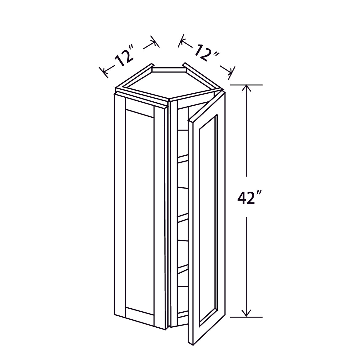 In-Stock Shaker White Wall End Cabinet, 12" x 42"