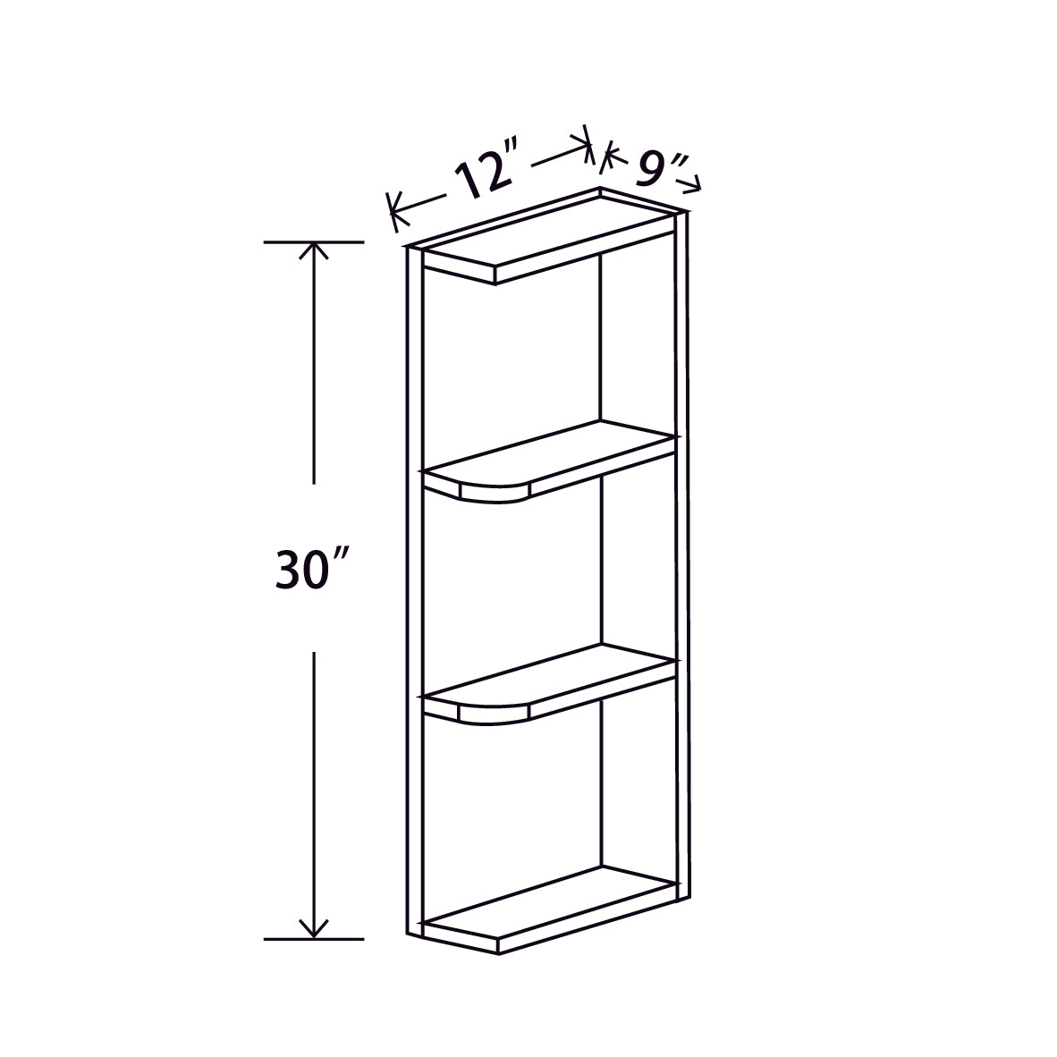 In-Stock Shaker White Wall End Shelf Cabinet, 9" x 30"