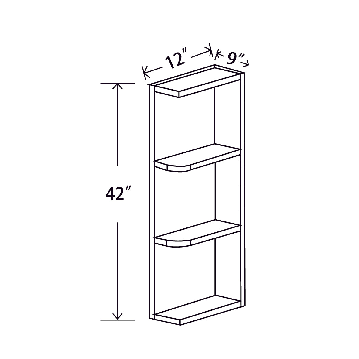 In-Stock Shaker White Wall End Shelf Cabinet, 9" x 42"