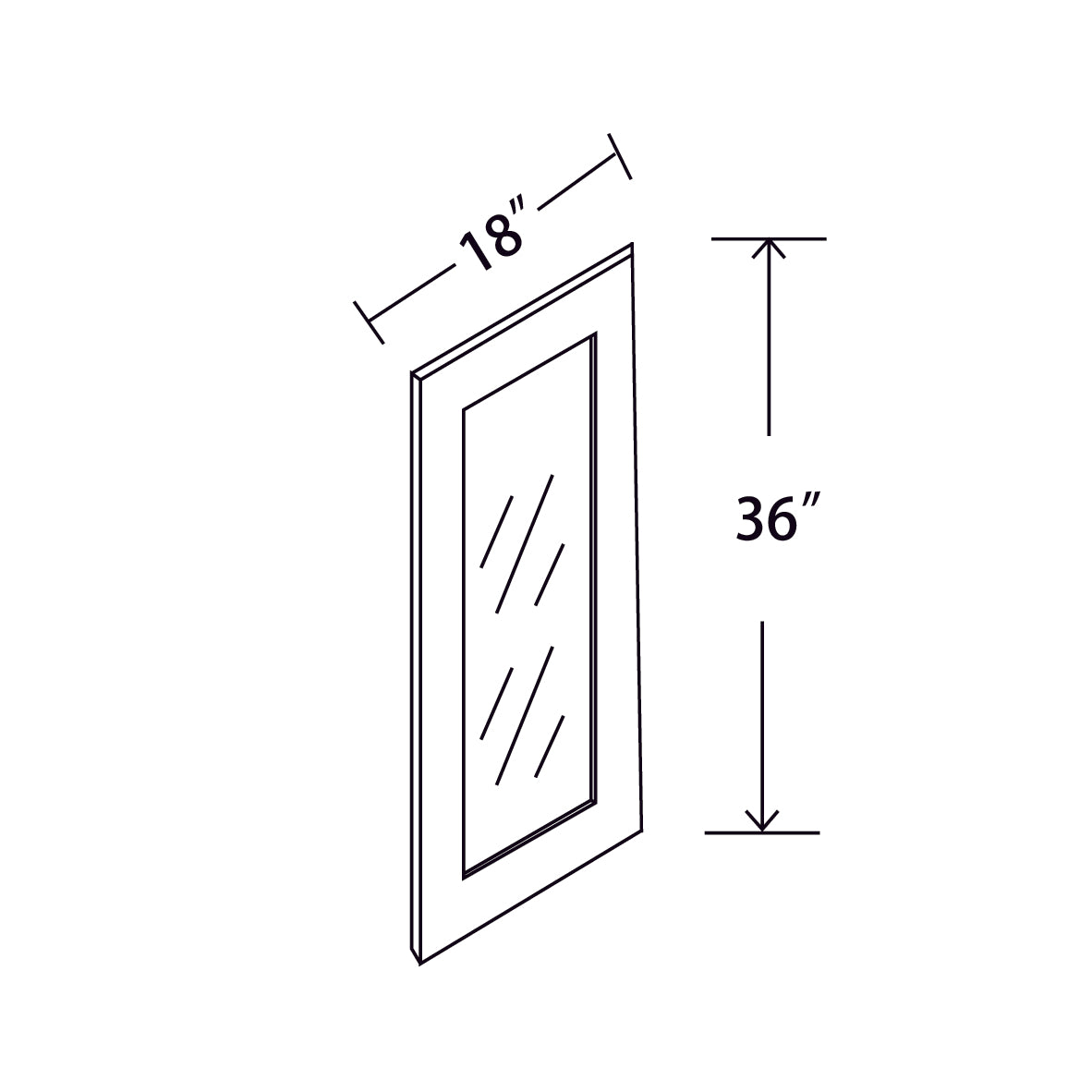 In-Stock Wall Diagonal Corner Glass, 18" x 36"