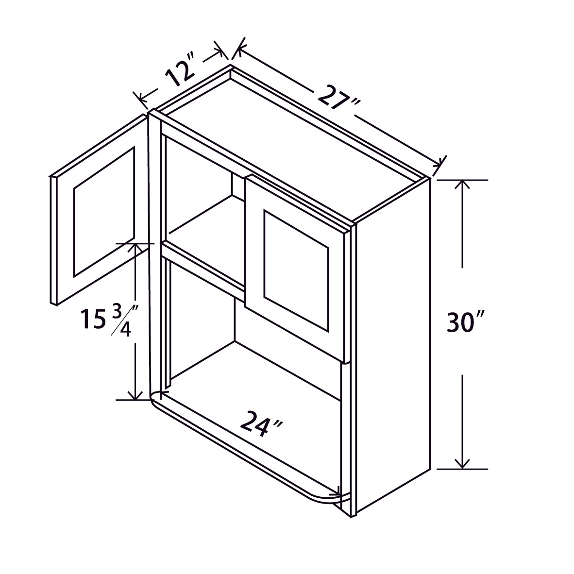 In-Stock Shaker White Wall Microwave Cabinet, 27" x 30"