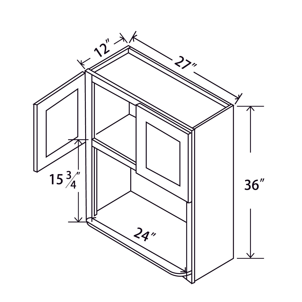 In-Stock Shaker White Wall Microwave Cabinet, 27" x 36"