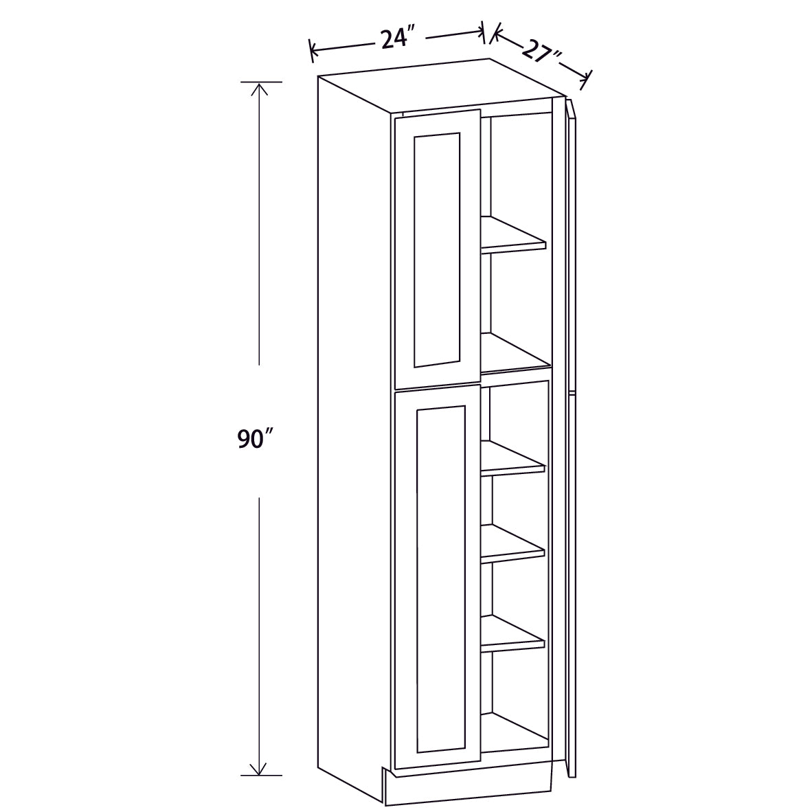 In-Stock Shaker White Tall Pantry, 24" x 90" x 27"
