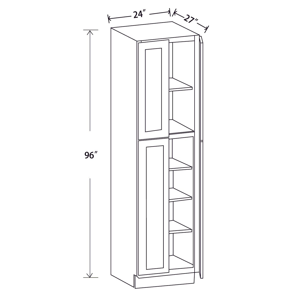In-Stock Shaker White Tall Pantry, 24" x 96" x 27"
